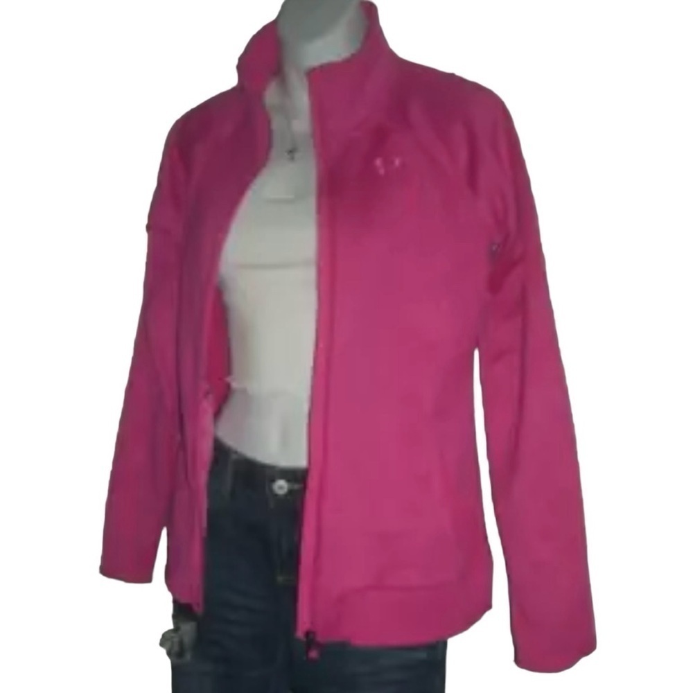 Under Armour Jacket Cold Gear Bright Pink Splatter Barbie Workout Athleisure Gym - Picture 6 of 14